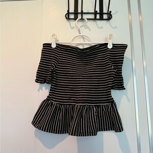 Who What Wear Black and White Striped Top